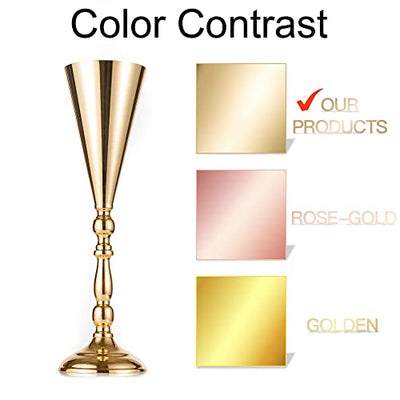 Gold Vase Centerpiece Table Decorations - 2 Pcs Metal Tabletop Flower Stand