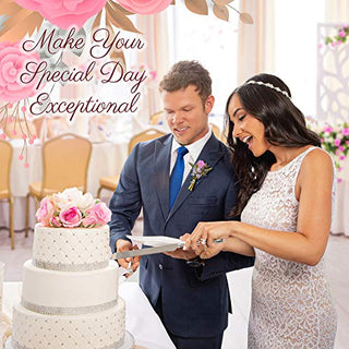 Wedding Cake Knife and Server Set, Silver-Plated with Hand-Set Crystals - Decorative Cutting and Serving Utensils for Cakes, Pie - Wedding Accessories and Gifts for Bride and Groom