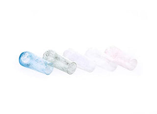 Chuppah Breaking Glass Mezuzah Kit-Jewish Wedding Engagement Gift-Keepsake with Cement Mezuzah Case, Color Glass Vessel, Pouch by Project Lev (Gray with Blue)