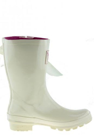 Evercreatures Mid-calf Rain Boots For Women,Cream design with a pretty bow,Waterproof Boots Garden Shoes,Rubber,UK Brand,I Do Wedding Wellies Short US Size 7 (UK 5 / EU 38)