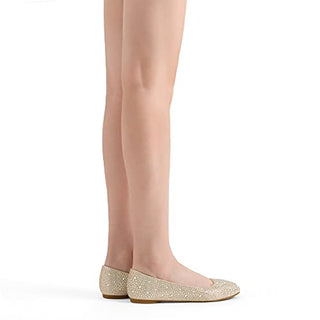 DREAM PAIRS Women's Sole-Shine Gold Rhinestone Ballet Flats Shoes - 9.5 M US