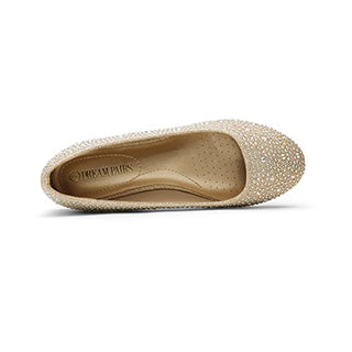 DREAM PAIRS Women's Sole-Shine Gold Rhinestone Ballet Flats Shoes - 9.5 M US