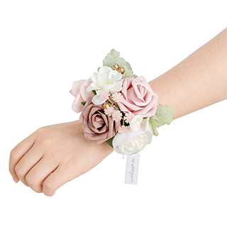 Ling's Moment Wrist Corsages for Wedding(Set of 2), Dusty Rose Corsages for Wedding Mother of Bride and Groom, Prom Flowers