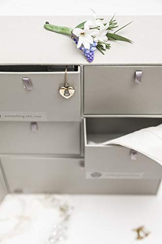 Savor | Deluxe Wedding Keepsake Box | Slate  –  Fabric Bound Acid-Free Wedding Keepsake and Memory Organizer with Labels for Wedding Day, Bridal Shower, Anniversary and Engagement Gifting