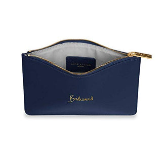 KATIE LOXTON Bridesmaid Womens Medium Vegan Leather Clutch Sentiment Perfect Pouch Navy