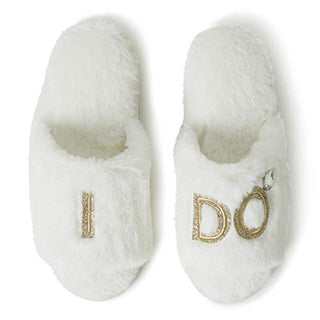 Dearfoams Women's Bridal I Do & I Do Crew Giftable Slide Slipper, Bride I Do, Large
