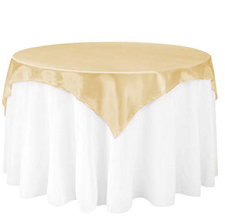LinenTablecloth 60-Inch Square Satin Overlay Gold