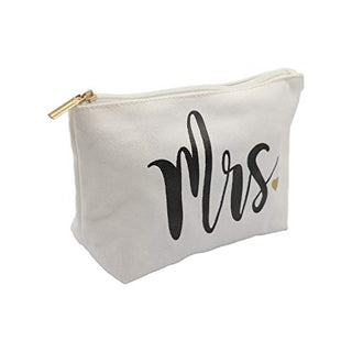 Lamyba Bride Tote Bag with Makeup Bag,Bride Gifts/Bridal Shower Gifts for Bride,Canvas White