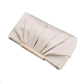 CHARMING TAILOR Clutch Evening Bag Elegant Pleated Satin Clutch Formal Party Handbag Classy Purse for Women (Champagne)