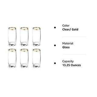 Zanzer 6-Piece Gold Glass Cup Set (Highball Glass (Set Of 6))