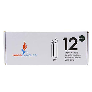 Mega Candles 12 pcs Unscented Green Taper Candle, Hand Poured Wax Candles 10 Inch x 7/8 Inch, Home Décor, Wedding Receptions, Baby Showers, Birthdays, Celebrations, Party Favors & More