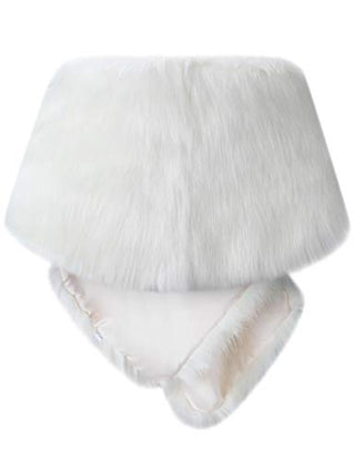 Caracilia Women's Faux Fur Bridal Wedding Shawl and Wraps Winter Warm Party Evening Fur Stole changmaobai CAFB3, White/Long Hair, Small