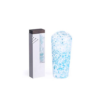 Chuppah Breaking Glass Mezuzah Kit-Jewish Wedding Engagement Gift-Keepsake with Cement Mezuzah Case, Color Glass Vessel, Pouch by Project Lev (Gray with Blue)