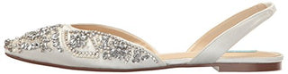 Blue by Betsey Johnson Women's Sb-Molly Pointed Toe Flat, Ivory Satin, 6.5 M US