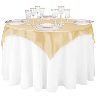 LinenTablecloth 60-Inch Square Satin Overlay Gold