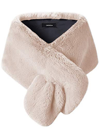 Caracilia Luxury Bridal Party Evening/Wedding Faux Fur Shawl Wrap Stole xingse CAFB3, Apricot, Small