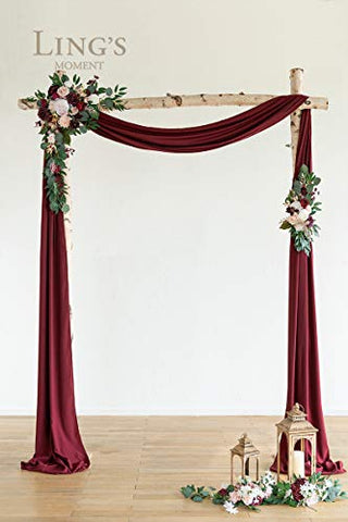 Ling's Moment Basic Arch Flowers with Drape Kit (Pack of 3) - 2pcs Artificial Flower Arrangement with 1pc Drape for Wedding Ceremony Arbor and Reception Backdrop Decoration