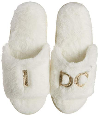Dearfoams Women's Bridal I Do & I Do Crew Giftable Slide Slipper, Bride I Do, Large