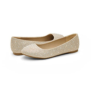 DREAM PAIRS Women's Sole-Shine Gold Rhinestone Ballet Flats Shoes - 9.5 M US