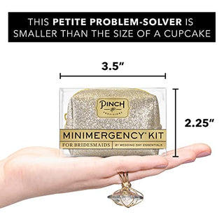 Pinch Provisions Minimergency Kit for Bridesmaids, Includes 21 Emergency Wedding Day Must-Have Essentials, Perfect Bridal Shower and Bridesmaids Proposal Gift - Champagne Glitter