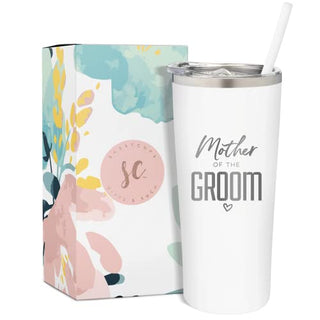 SassyCups Mother of the Groom Cup | Engraved Vacuum Insulated Stainless Steel Tumbler with Straw for Groom's Mom | Engagement Gifts | Mother of The Groom Gifts| Bridal Party Travel Mug