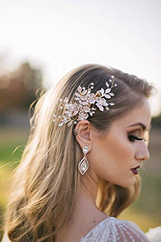 SWEETV Wedding Hair Clip&12Pcs Bridesmaid Hair Pins Set,Wedding Hair Accessories for Brides Bridesmaid