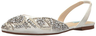Blue by Betsey Johnson Women's Sb-Molly Pointed Toe Flat, Ivory Satin, 6.5 M US