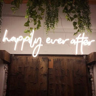 KAEGORT Happily Ever After Neon Sign Led Light, Custom Neon Sign, Decoration Hand Crafted Wall Hangings, Wedding Neon Sign, Bridal Decor Signs Warm White 60 CM