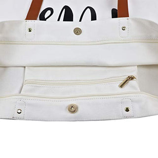 Lamyba Bride Tote Bag with Makeup Bag,Bride Gifts/Bridal Shower Gifts for Bride,Canvas White