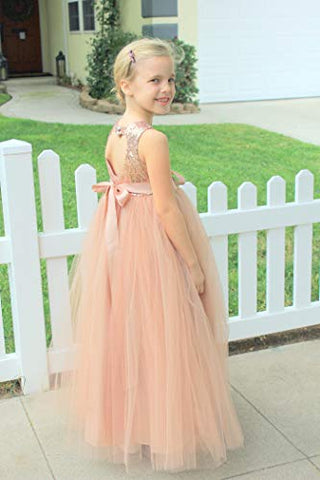 Heart Cutout Sequin Flower Girl Dress Girls Tulle Dresses Wedding Bridesmaid Dress 172seq 10