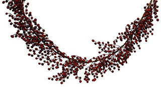 Vita Domi 6' Long Water Resistant Stunning Berry Garlands on Grapevine (Matte Red Berry)