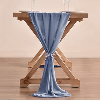 Socomi 10ft Dusty Blue Chiffon Table Runner 29x120 Inches Wedding Runner Sheer Bridal Shower Decorations