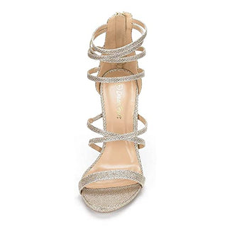 DREAM PAIRS Women's Show Gold Glitter High Heel Dress Pump Sandals Size 8 M US