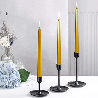 Tall Metallic Taper Spiral Taper Candle Candles - 10 Inch Metallic, Dripless,wist Taper Candle, Spiral Taper Candle, Taper Spiral Long Candles Wax Unscented Dinner Candle brithday candle (Glossy gold)
