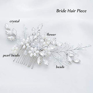 Jakawin Bride Wedding Hair Comb Flower Girls Bridal Hair Accessories Hair Piece for Women and Girls HC034 (Silver)