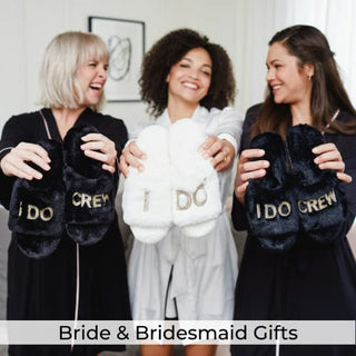 Dearfoams Women's Bridal I Do & I Do Crew Giftable Slide Slipper, Bride I Do, Large