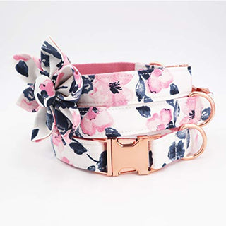 Free Sunday Girl Dog Collar, Floral Dog Collar, Pink Dog Collar, Girl Dog Collars, Floral Dog Collars, Pink Dog Collars with Matching Leash and Flower (M)