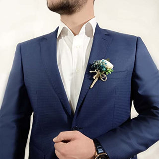 PRIMEART Boutonniere for Men Wedding Set of 6, Groom Boutonniere, Boutineers for Men Wedding, White Boutenierre for Men Wedding, Boutenierre for Groomsmen, Boutenierre Set for Prom