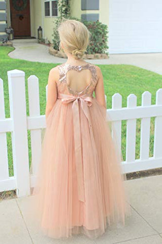 Heart Cutout Sequin Flower Girl Dress Girls Tulle Dresses Wedding Bridesmaid Dress 172seq 10