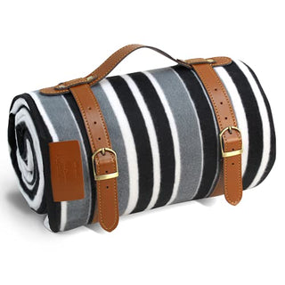 PortableAnd Extra Large Picnic & Outdoor Blanket 3 Layers for Water-Resistant Handy Mat Tote Spring Summer Black and White Striped Great for The Beach,Camping on Grass Waterproof Sandproof