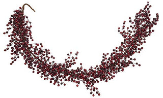 Vita Domi 6' Long Water Resistant Stunning Berry Garlands on Grapevine (Matte Red Berry)