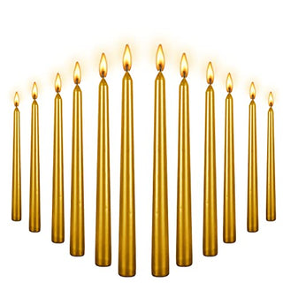 Tall Metallic Taper Spiral Taper Candle Candles - 10 Inch Metallic, Dripless,wist Taper Candle, Spiral Taper Candle, Taper Spiral Long Candles Wax Unscented Dinner Candle brithday candle (Glossy gold)