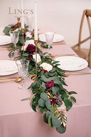 Ling's Moment Artificial Eucalyptus and Willow Garlands, 2pcs Fake Vines Greenery Leaves for Wedding Backdrops/Arch/Flower Garland Greenery Decor, 5.9ft