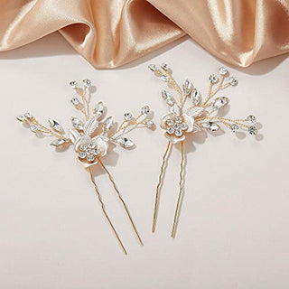 SWEETV Wedding Hair Clip&12Pcs Bridesmaid Hair Pins Set,Wedding Hair Accessories for Brides Bridesmaid