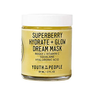 Youth To The People Superberry Hydrate + Glow Dream Overnight Face Mask - Vegan Radiance Boosting Blend of Maqui, Vitamin C, Squalane + Prickly Pear - Hydrating Skin Firming Night Treatment (2oz)