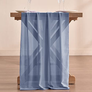 Socomi 10ft Dusty Blue Chiffon Table Runner 29x120 Inches Wedding Runner Sheer Bridal Shower Decorations