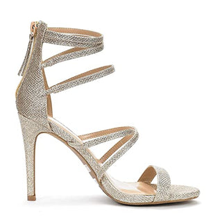DREAM PAIRS Women's Show Gold Glitter High Heel Dress Pump Sandals Size 8 M US