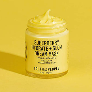 Youth To The People Superberry Hydrate + Glow Dream Overnight Face Mask - Vegan Radiance Boosting Blend of Maqui, Vitamin C, Squalane + Prickly Pear - Hydrating Skin Firming Night Treatment (2oz)