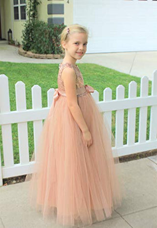 Heart Cutout Sequin Flower Girl Dress Girls Tulle Dresses Wedding Bridesmaid Dress 172seq 10