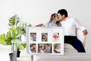 Kate & Milo Keepsake 'Our Wedding Day' Collage Picture Frame, Wedding Gift, Newlywed Gift, Classic Wedding Keepsake Photo Frame, Silver